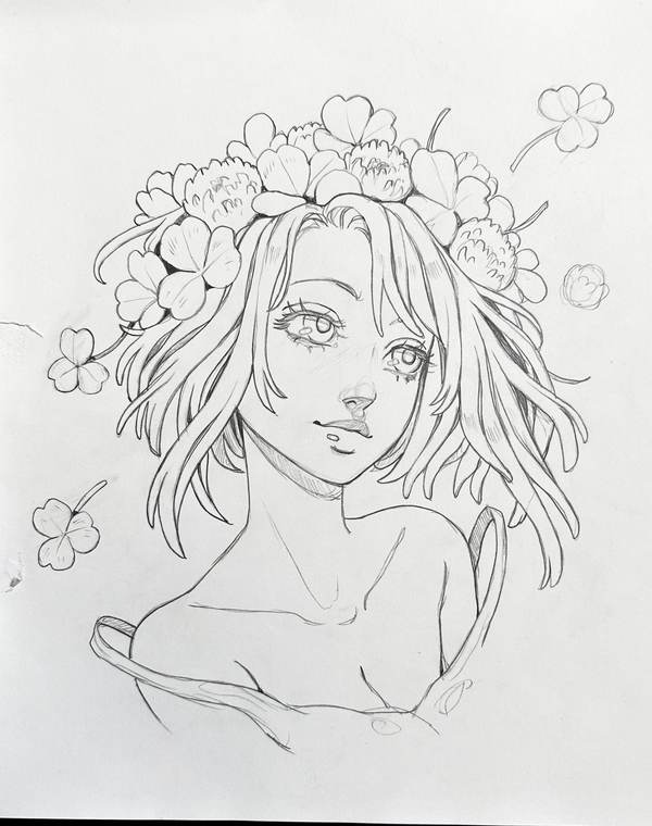 'Clover Crown' Original artbook tutorial drawing