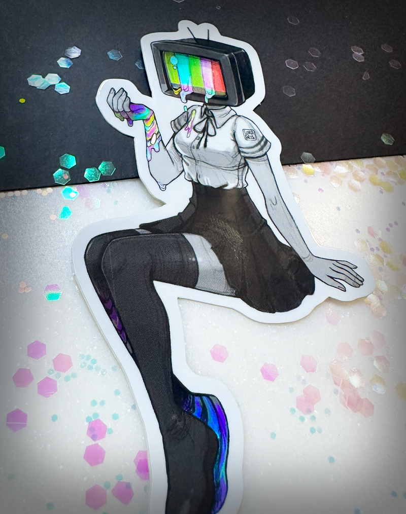 CRTV Girl Holographic Sticker