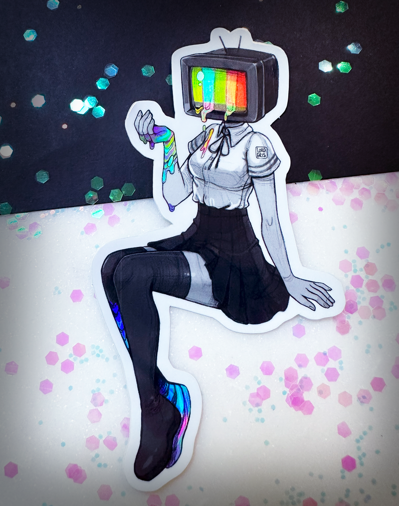 CRTV Girl Holographic Sticker