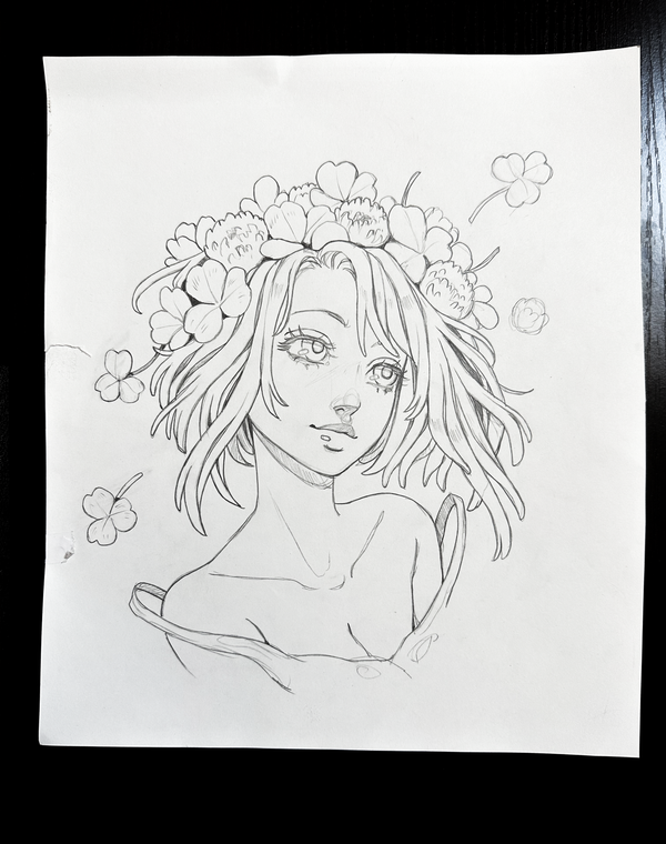 'Clover Crown' Original artbook tutorial drawing