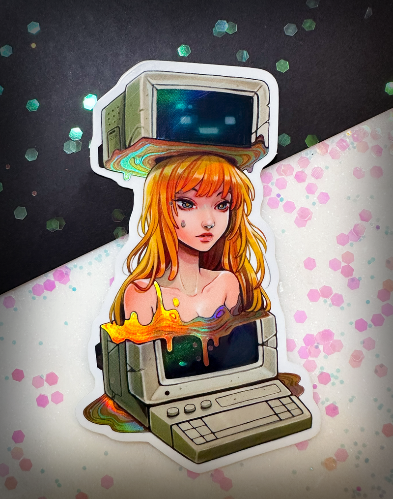 Computer Girl Holographic Sicker